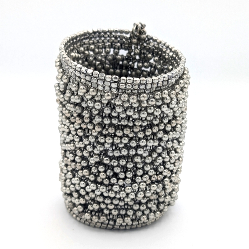 Zara Silver bead Cuff Bracelet Arm cuff Adjustable